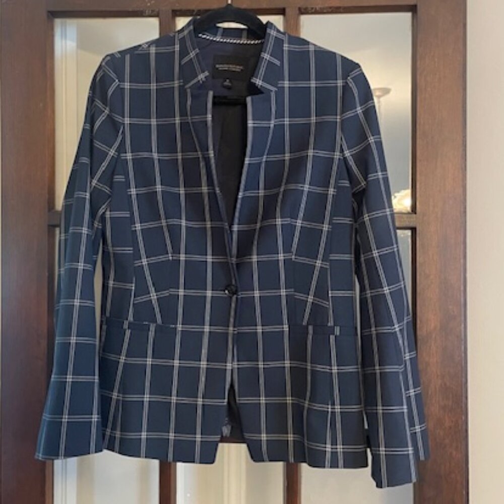 Banana Republic Navy Plaid Blazer